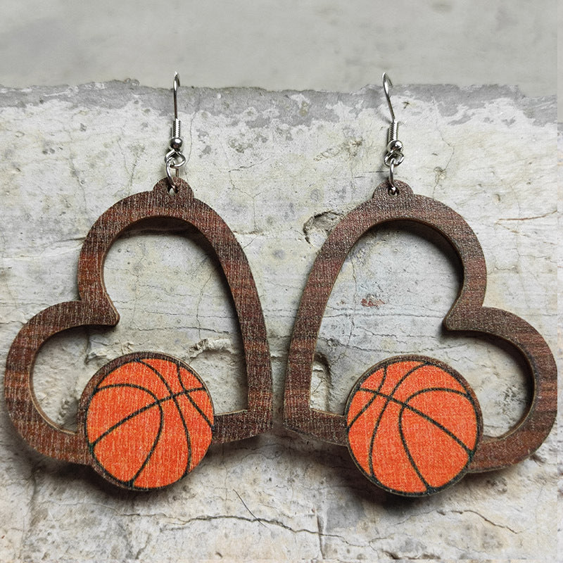 Pendientes deportivos al por mayor 2Pairs/Pack Hollow Hollow Heart Heart Sports